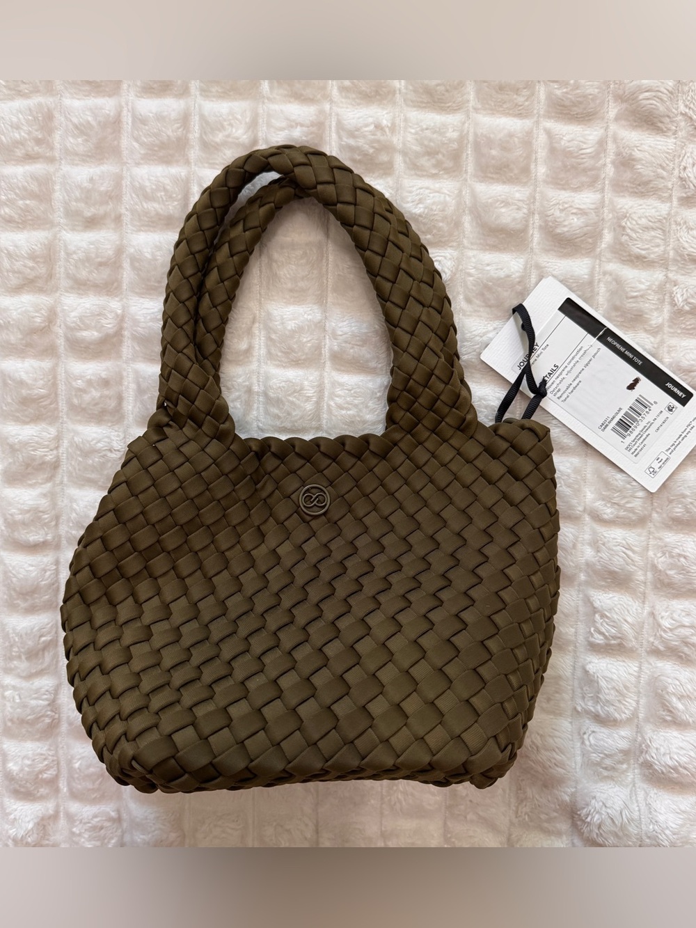 NEW Calia Neoprene Mini Tote in Dark Khaki Olive Bag Crossbody